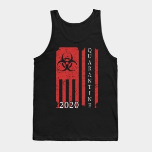 Quarantine 2020 American Flag Bio-hazard Community Awareness Tank Top